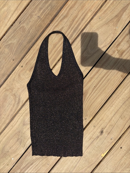 Saint Laurent Tops - Saint Laurent Black Metallic Halter Tank